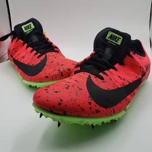 Men's Nike Zoom Rival S 9 Track Sprint Spikes. Orange/Black/Green. Size 9.5.